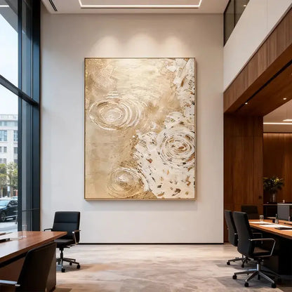 Nature-Inspired Gold Leaf Ripple Textured Impasto Wall Decor Artmeto Wood wall art