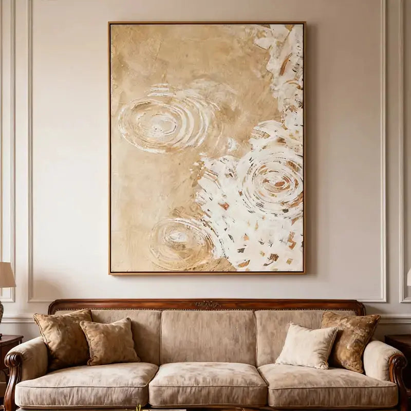 Nature-Inspired Gold Leaf Ripple Textured Impasto Wall Decor Artmeto Wood wall art
