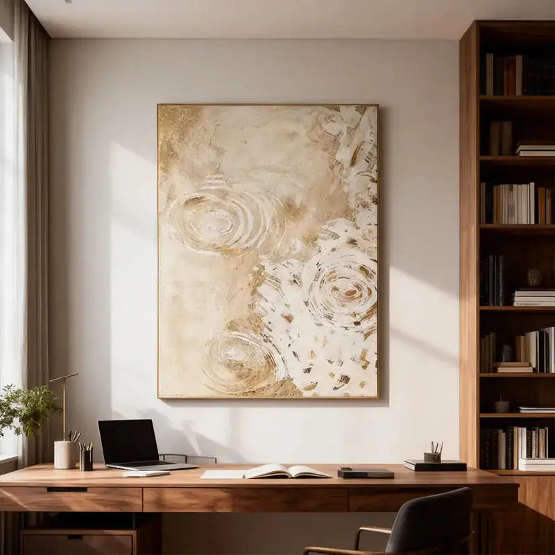 Nature-Inspired Gold Leaf Ripple Textured Impasto Wall Decor Artmeto Wood wall art