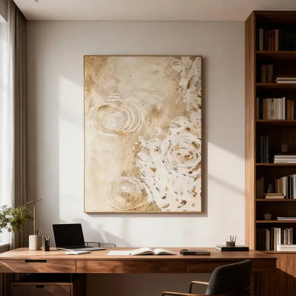 Nature-Inspired Gold Leaf Ripple Textured Impasto Wall Decor Artmeto Wood wall art