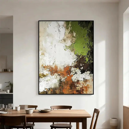 Nature-Inspired Green & Burnt Amber Textured Abstract Canvas Art Artmeto Wood wall art