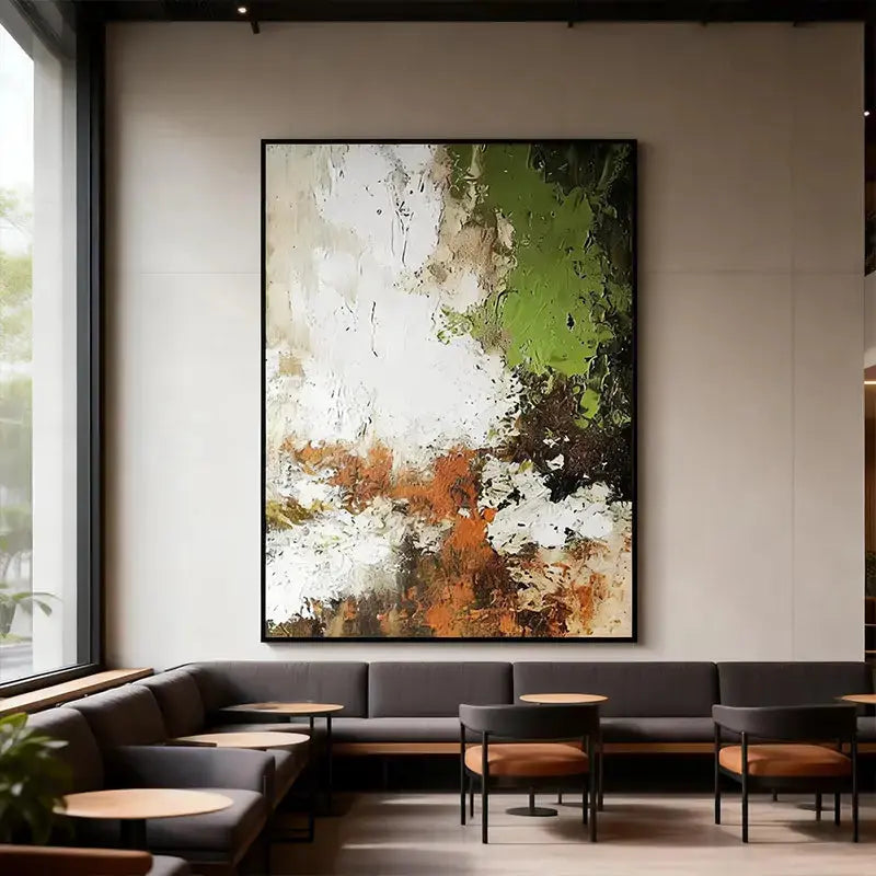 Nature-Inspired Green & Burnt Amber Textured Abstract Canvas Art Artmeto Wood wall art