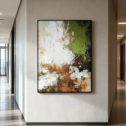 Nature-Inspired Green & Burnt Amber Textured Abstract Canvas Art Artmeto Wood wall art