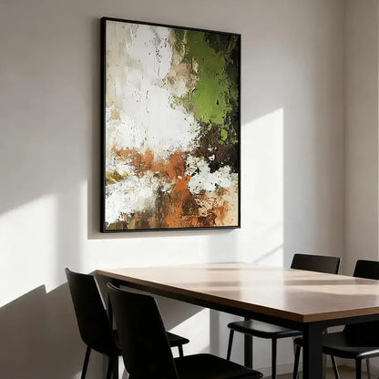 Nature-Inspired Green & Burnt Amber Textured Abstract Canvas Art Artmeto Wood wall art