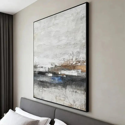 Neutral & Deep Blue Textured Abstract Canvas Art - Modern Wall Decor Artmeto Wood wall art