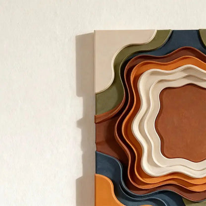 Retro Color Gradient Concentric Wavy Textured Wall Sculpture Artmeto Wood wall art-2