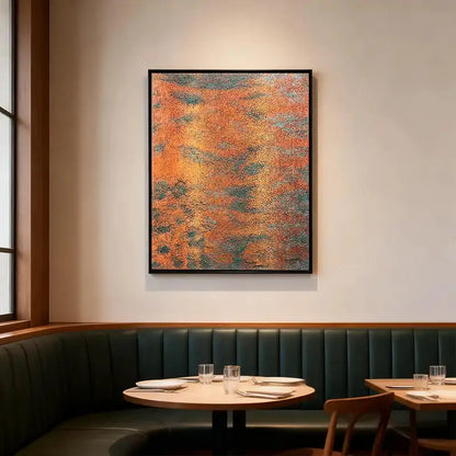 Rust Orange & Teal Patina Textured Abstract Oil Painting for Modern Home Decor Artmeto Wood wall art