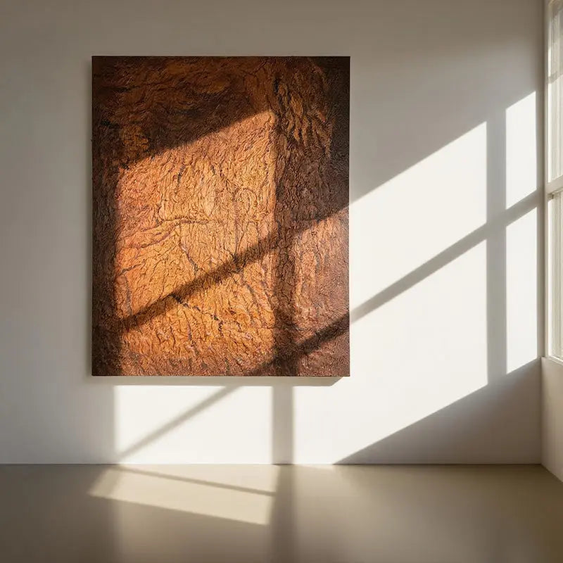 Rustic Textured Abstract Canvas-Warm Brown Wall Art-Artmeto Artmeto Wood wall art