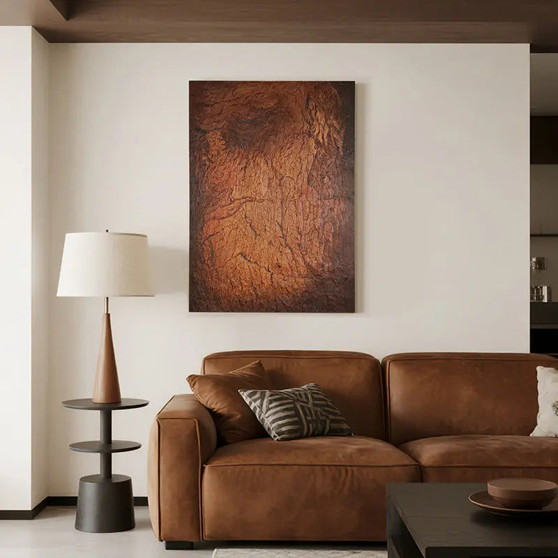 Rustic Textured Abstract Canvas-Warm Brown Wall Art-Artmeto Artmeto Wood wall art