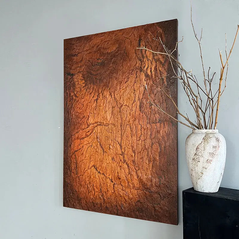 Rustic Textured Abstract Canvas-Warm Brown Wall Art-Artmeto Artmeto Wood wall art