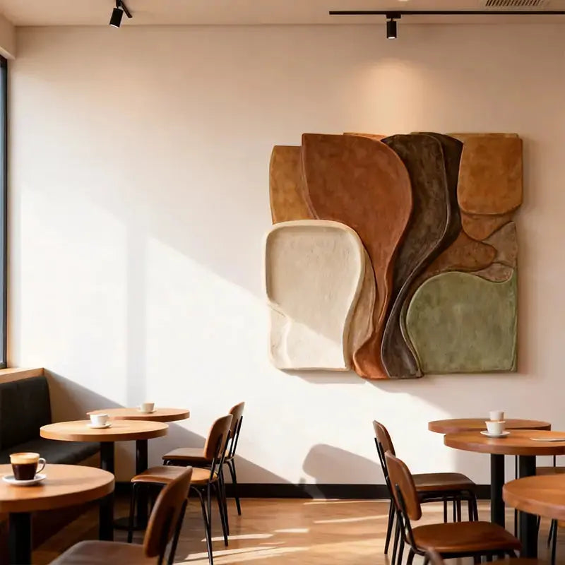 Sage & Terracotta Multi Earth Tone Irregular Overlapping Slab 3D Relief Wall Art Artmeto Wood wall art-4