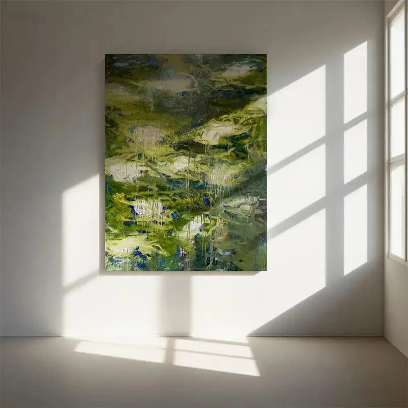 Serene Green Abstract Nature Painting Textured Canvas Wall Decor-Artmeto Artmeto Wood wall art