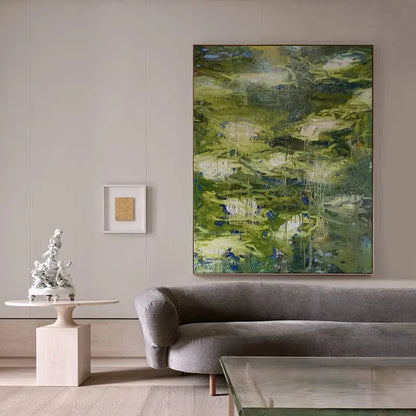 Serene Green Abstract Nature Painting Textured Canvas Wall Decor-Artmeto Artmeto Wood wall art