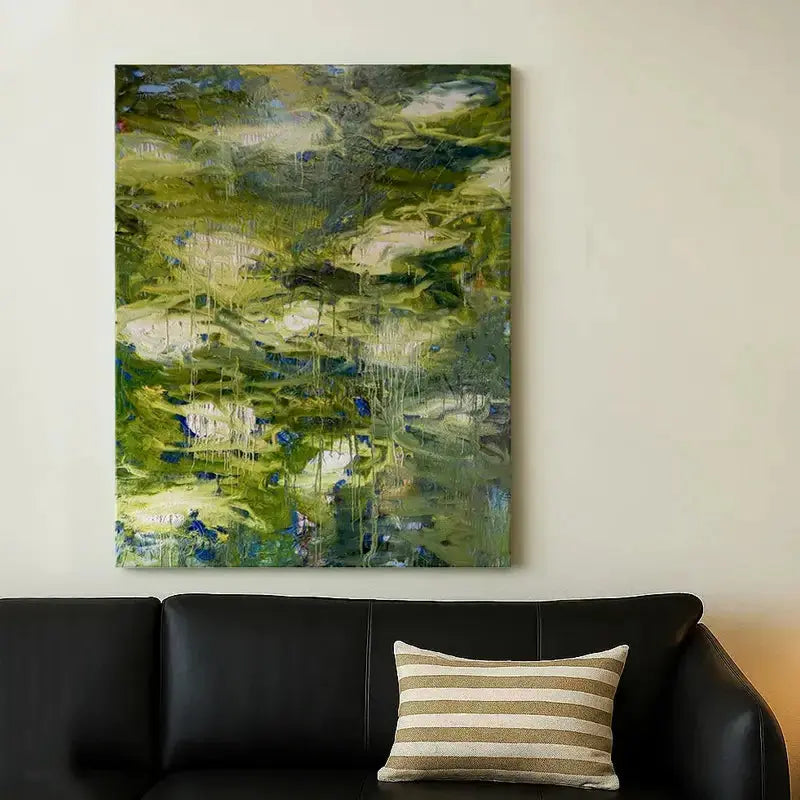 Serene Green Abstract Nature Painting Textured Canvas Wall Decor-Artmeto Artmeto Wood wall art