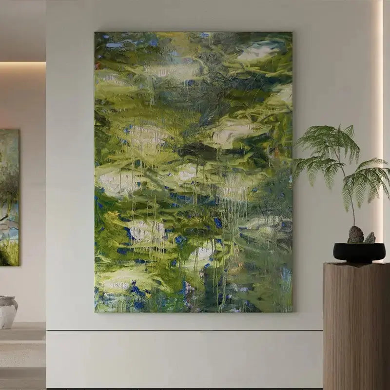 Serene Green Abstract Nature Painting Textured Canvas Wall Decor-Artmeto Artmeto Wood wall art