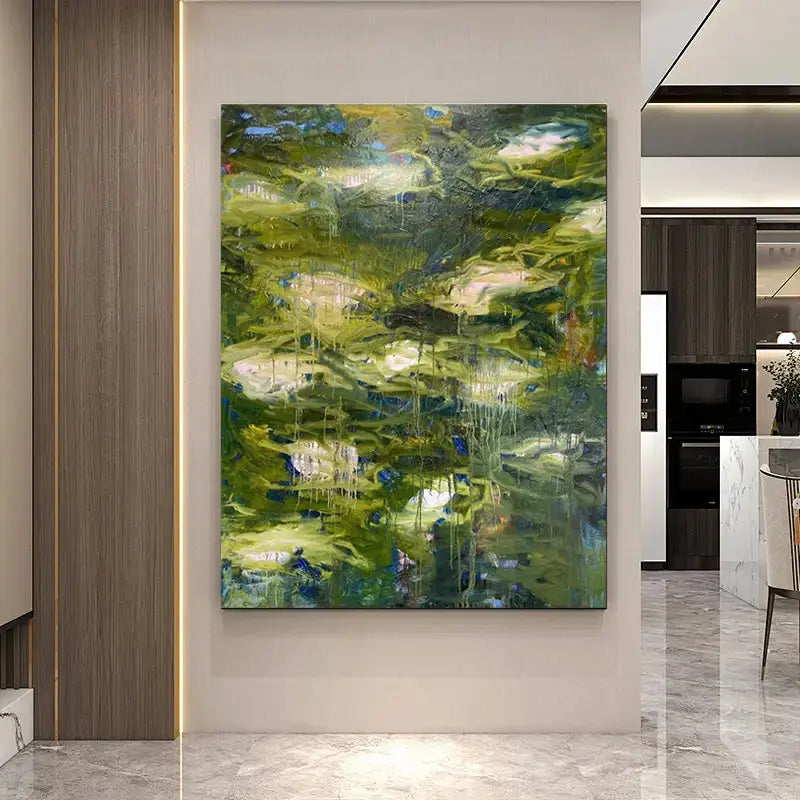 Serene Green Abstract Nature Painting Textured Canvas Wall Decor-Artmeto Artmeto Wood wall art