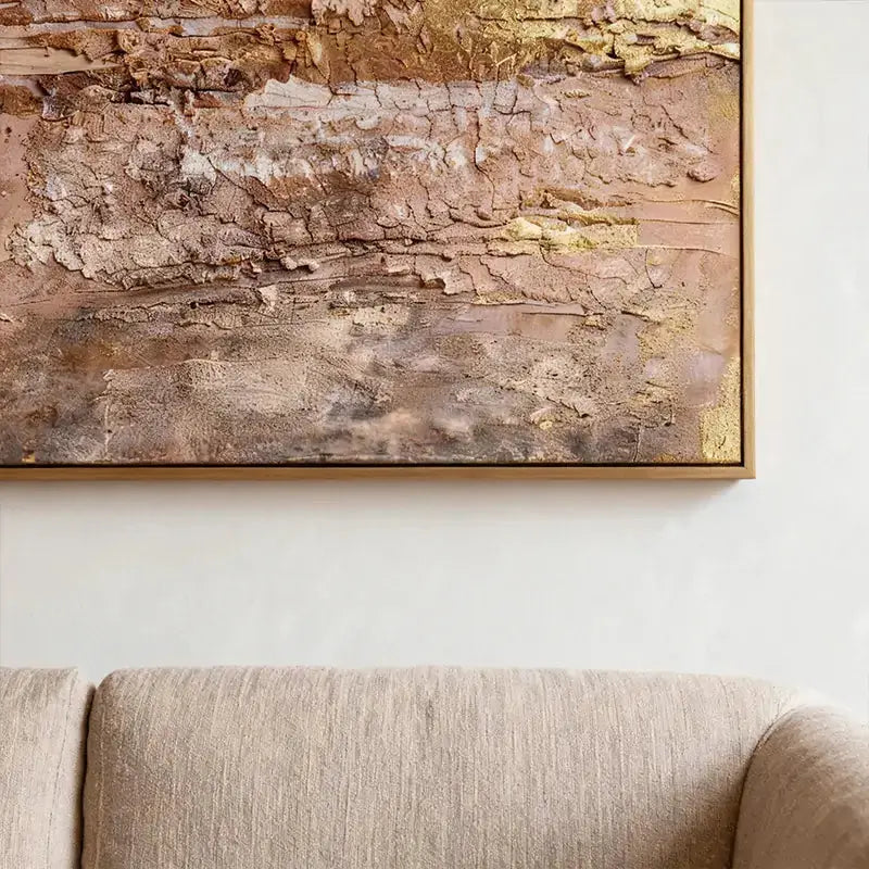 Soft Blush & Gold Crackled Textured Minimalist Wall Decor Artmeto Wood wall art