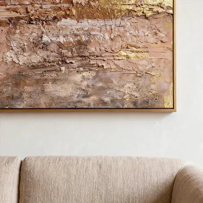 Soft Blush & Gold Crackled Textured Minimalist Wall Decor Artmeto Wood wall art