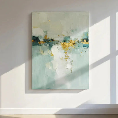 Soft Teal Gold Abstract Canvas-Minimalist Modern Wall Decor-Artmeto Artmeto Wood wall art