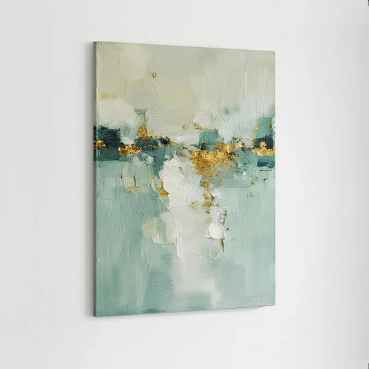 Soft Teal Gold Abstract Canvas-Minimalist Modern Wall Decor-Artmeto Artmeto Wood wall art