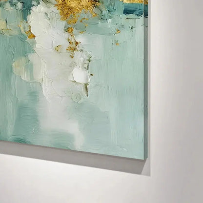 Soft Teal Gold Abstract Canvas-Minimalist Modern Wall Decor-Artmeto Artmeto Wood wall art