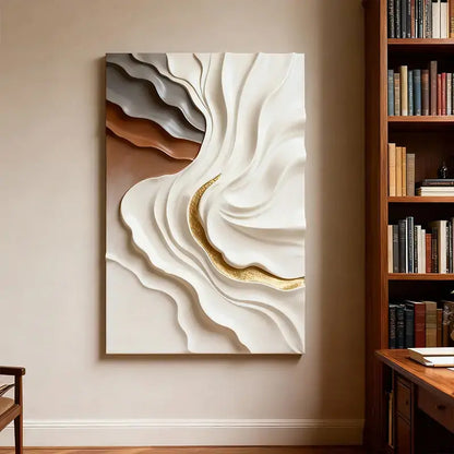 Soft Undulation 3D Relief Art Cream Gray Terracotta Gradient Decor Artmeto Wood wall art
