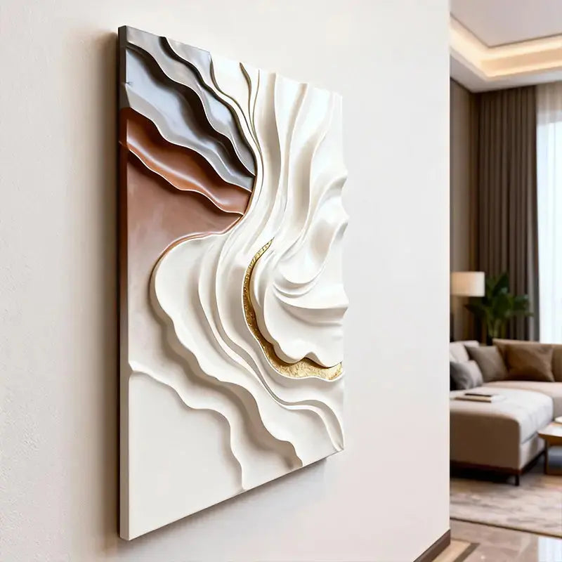 Soft Undulation 3D Relief Art Cream Gray Terracotta Gradient Decor Artmeto Wood wall art