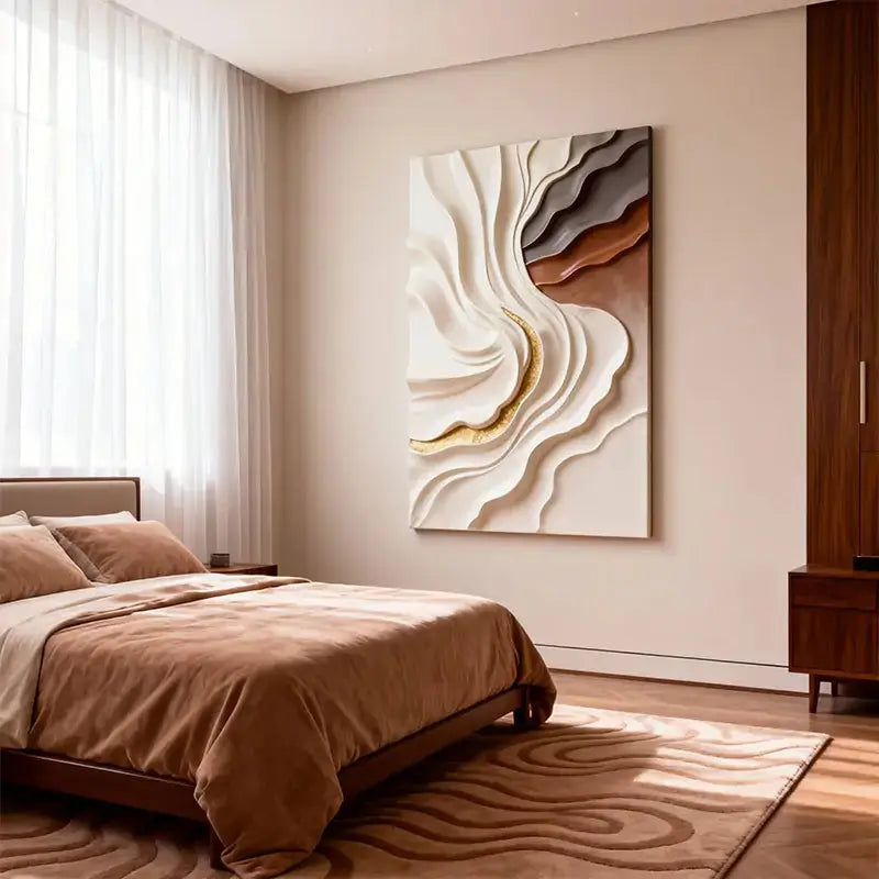 Soft Undulation 3D Relief Art Cream Gray Terracotta Gradient Decor Artmeto Wood wall art