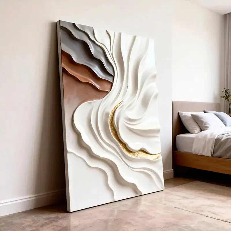 Soft Undulation 3D Relief Art Cream Gray Terracotta Gradient Decor Artmeto Wood wall art