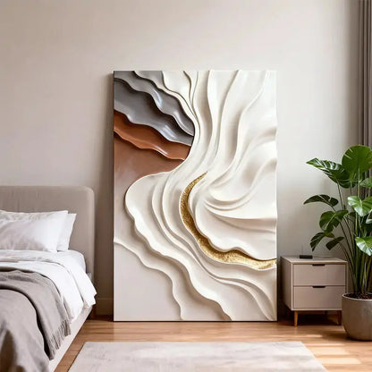 Soft Undulation 3D Relief Art Cream Gray Terracotta Gradient Decor Artmeto Wood wall art