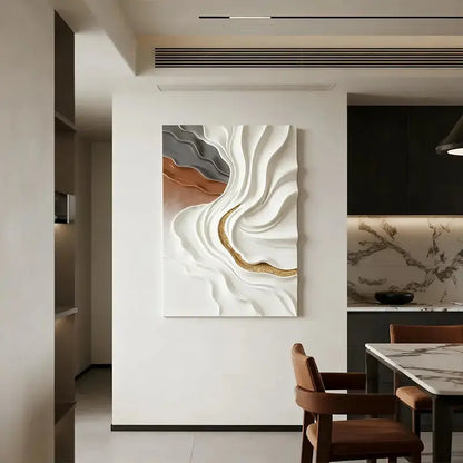 Soft Undulation 3D Relief Art Cream Gray Terracotta Gradient Decor Artmeto Wood wall art
