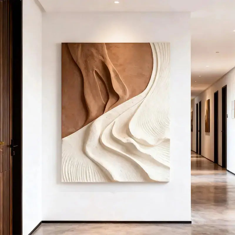 Soft Undulation 3D Relief Art Cream Gray Terracotta Gradient Decor（副本） Artmeto Wood wall art