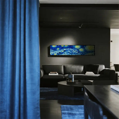 Starry Night 3D Geometric Mosaic Wall Art Blue Yellow Decor-Artmeto Artmeto Wood wall art