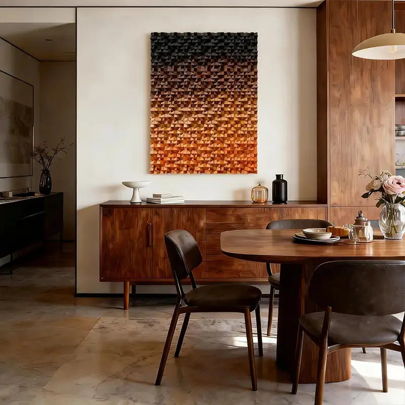 Sunset Gradient 3D Wood Block Wall Sculpture Modern Geometric Design Artmeto Wood wall art