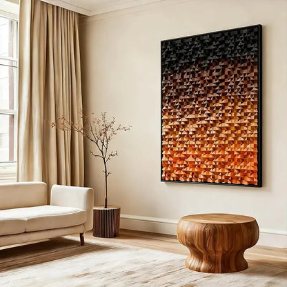 Sunset Gradient 3D Wood Block Wall Sculpture Modern Geometric Design Artmeto Wood wall art