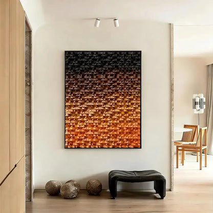 Sunset Gradient 3D Wood Block Wall Sculpture Modern Geometric Design Artmeto Wood wall art