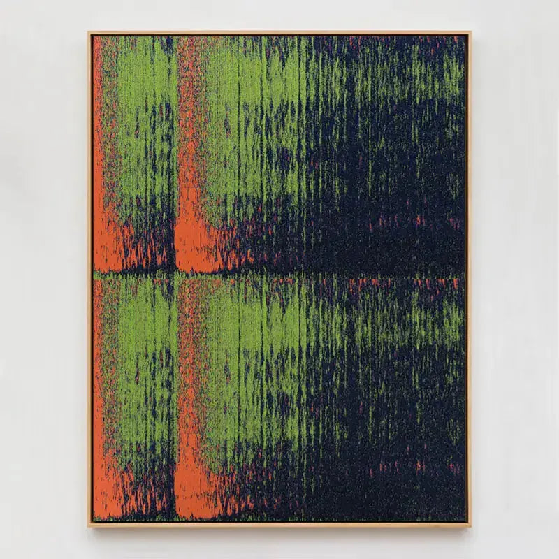 Symmetric Green Orange Abstract Oil Painting Textured Modern Wall Art Artmeto Wood wall art