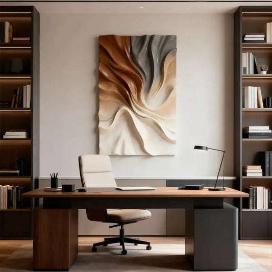 Terracotta Gradient Drapery 3D Wood Relief Wall Art Modern Decor Artmeto Wood wall art