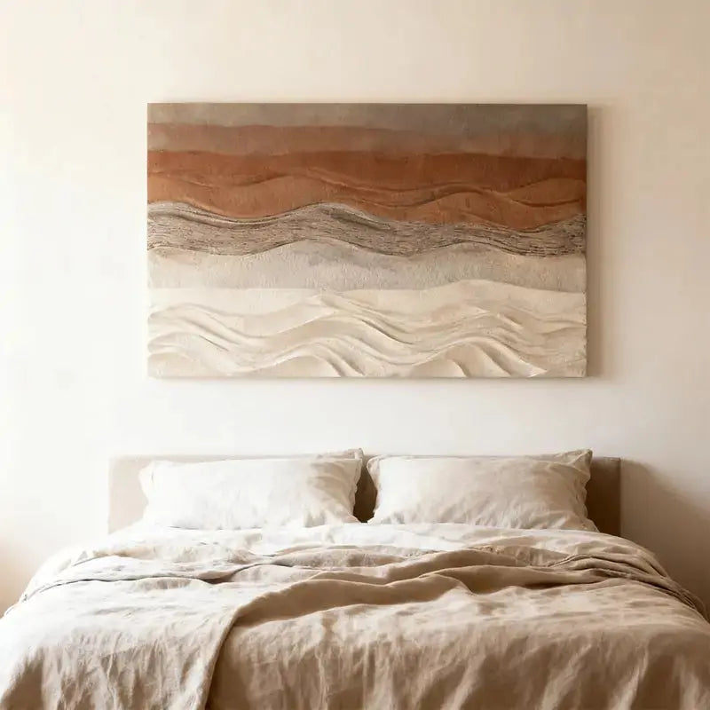 Terracotta & Cream Dune Wave Textured Earth-Tone Gradient 3D Wall Sculpture Artmeto Wood wall art