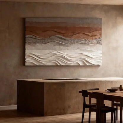 Terracotta & Cream Dune Wave Textured Earth-Tone Gradient 3D Wall Sculpture Artmeto Wood wall art