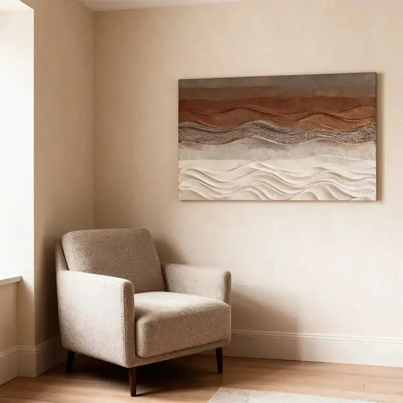 Terracotta & Cream Dune Wave Textured Earth-Tone Gradient 3D Wall Sculpture Artmeto Wood wall art