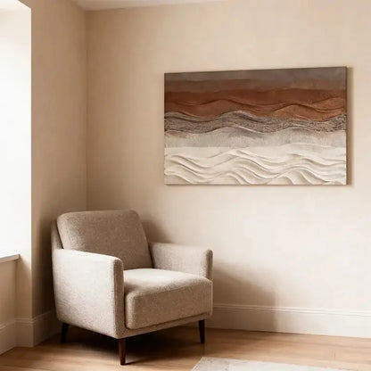 Terracotta & Cream Dune Wave Textured Earth-Tone Gradient 3D Wall Sculpture Artmeto Wood wall art