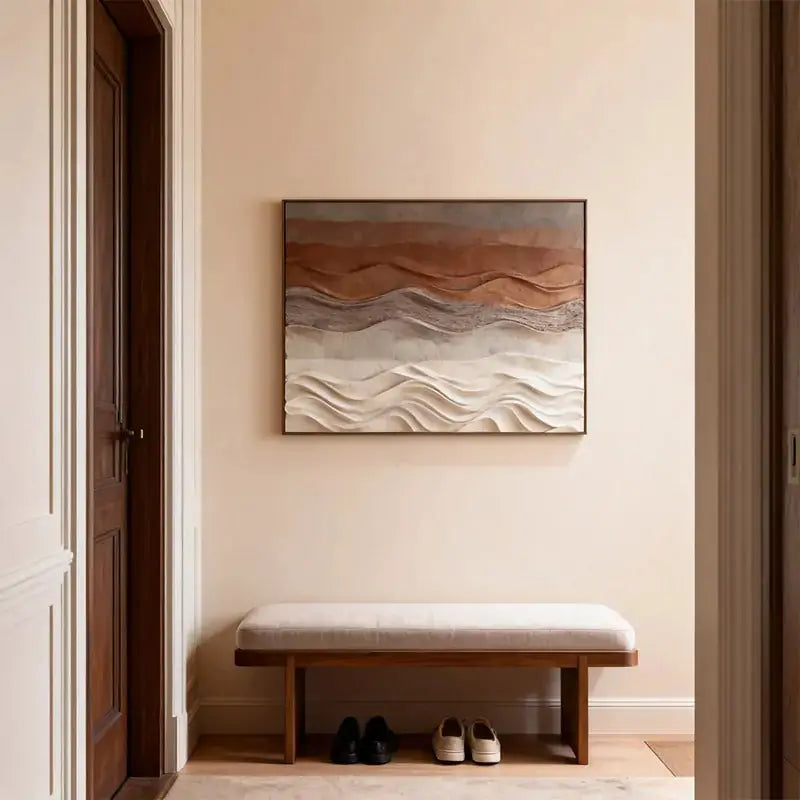Terracotta & Cream Dune Wave Textured Earth-Tone Gradient 3D Wall Sculpture Artmeto Wood wall art
