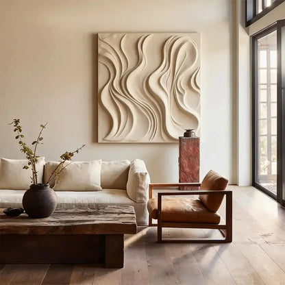 Terracotta & Cream  Earth-Tone Wabi-Sabi Abstract Wall Decor（副本） Artmeto Wood wall art