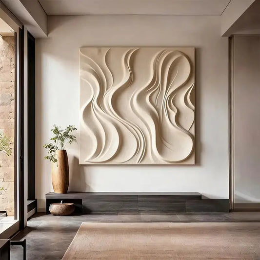 Terracotta & Cream  Earth-Tone Wabi-Sabi Abstract Wall Decor（副本） Artmeto Wood wall art