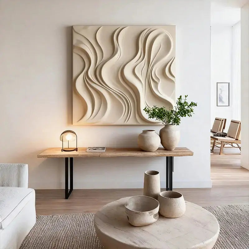 Terracotta & Cream  Earth-Tone Wabi-Sabi Abstract Wall Decor（副本） Artmeto Wood wall art
