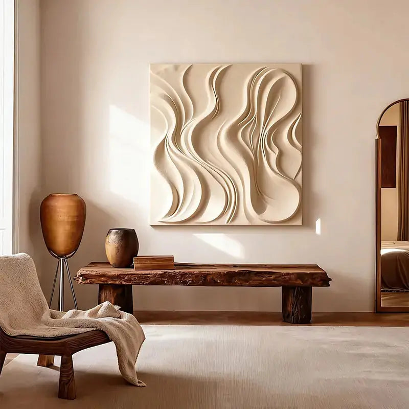 Terracotta & Cream  Earth-Tone Wabi-Sabi Abstract Wall Decor（副本） Artmeto Wood wall art