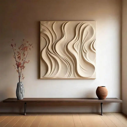 Terracotta & Cream  Earth-Tone Wabi-Sabi Abstract Wall Decor（副本） Artmeto Wood wall art