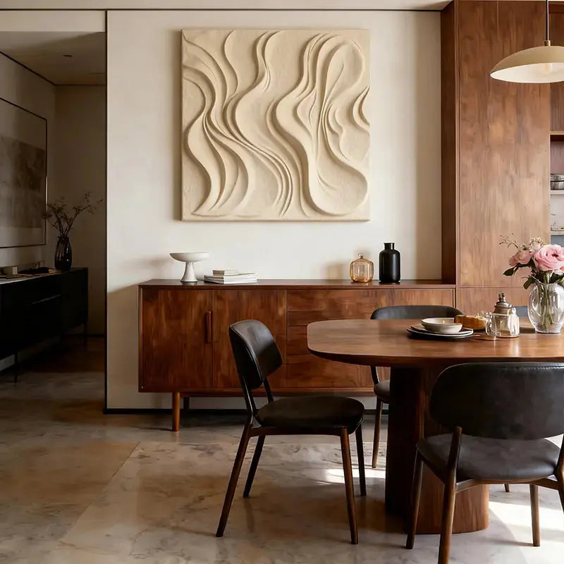 Terracotta & Cream  Earth-Tone Wabi-Sabi Abstract Wall Decor（副本） Artmeto Wood wall art