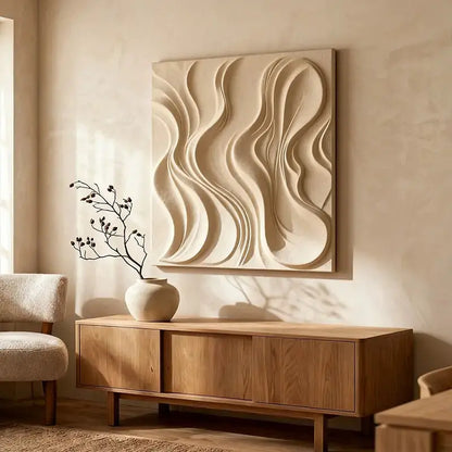 Terracotta & Cream  Earth-Tone Wabi-Sabi Abstract Wall Decor（副本） Artmeto Wood wall art